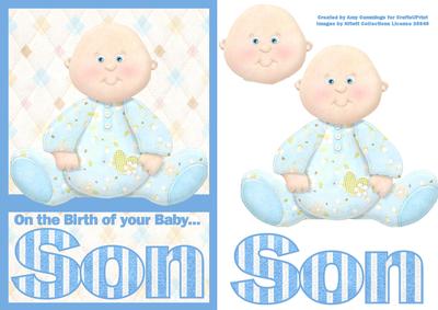 On the Birth of Your Baby Son A5 Decoupage
