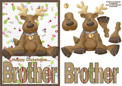 Happy Christmas Brother A5 Decoupage Card