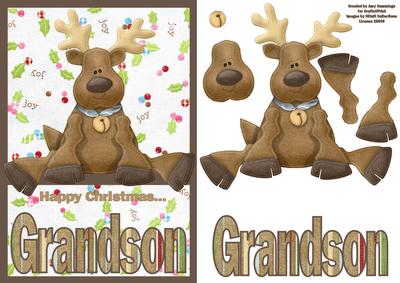 Happy Christmas Grandson A5 Decoupage Card