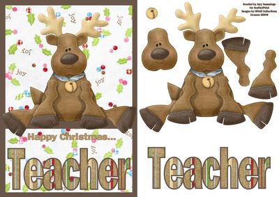 Happy Christmas Teacher A5 Decoupage Card