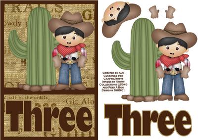 Three Today! Cowboy Birthday Card