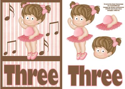 Three Today! Ballerina Birthday Card