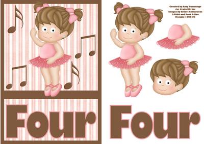 Four Today! Ballerina Birthday Card