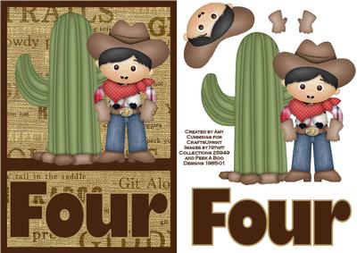 Four Today! Cowboy Birthday Card