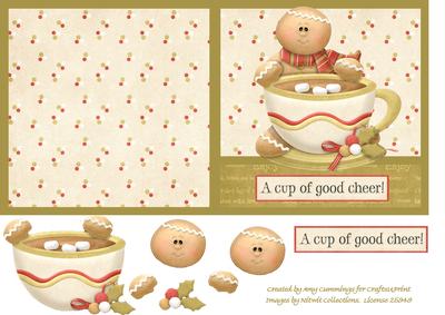A Cup of Good Cheer Christmas Decoupage Card