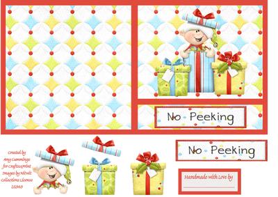No Peeking! Christmas Elf Decoupage Card