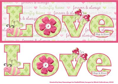 Love,hugs and Kisses Large Dl Card