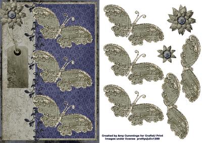 Elegant Butterflies Decoupage Card Front