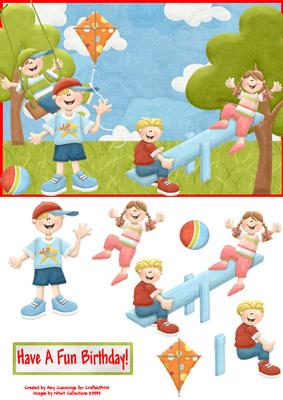Fun at the Park Childrens Decoupage Card