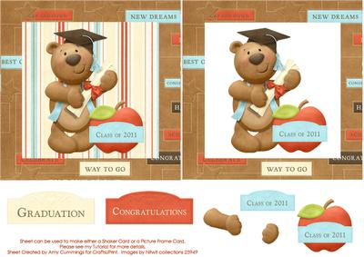 Cap and Gown Shaker Picture Frame Card