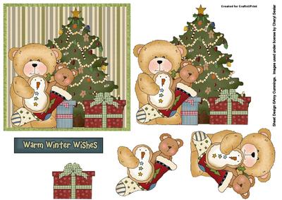Warm Winter Wishes Teddy Decoupage