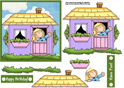 In the Playhouse Decoupage Card