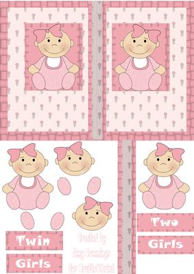 Twin Baby Girls Card Front