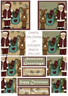 Christmas Santa with Reindeer and Sleigh Pyramid Designs
