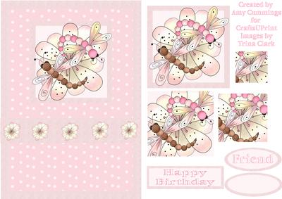 Flower and Dragonfly Card Front