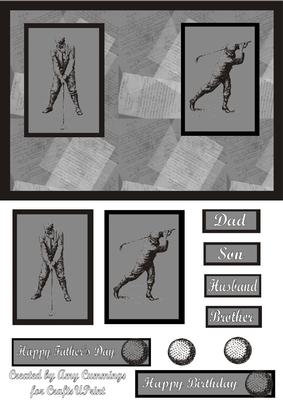 Vintage Golfer Black and White Card Front