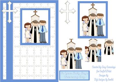 Baby Boy Christening Pyramid Card Front