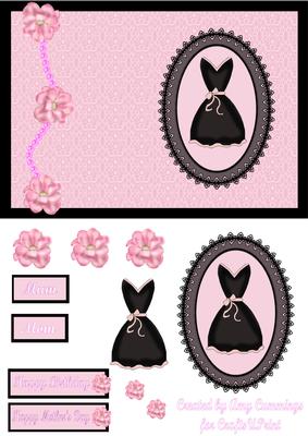 Pink Floral and Fashion Decoupage Card Front