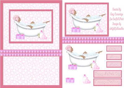 Pamper Yourself Female Decoupage Card Front