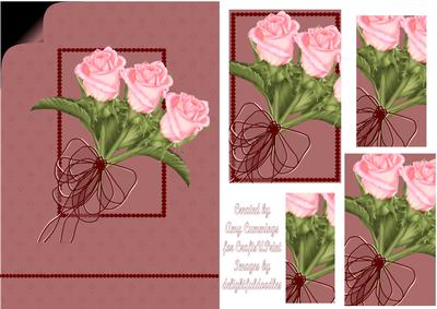 Pink Roses Bouquet Pyramid Card Front