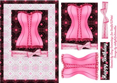 Pink Basque and Lace Decoupage Card Front