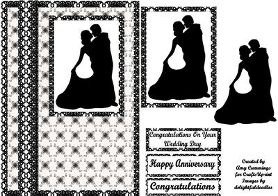 Black and White Wedding or Anniversary Decoupage Card Front