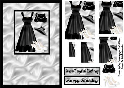 Black, White and Satin Ladies Fashion Pyramid Card