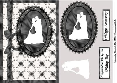 Black and White Wedding Couple Decoupage Card