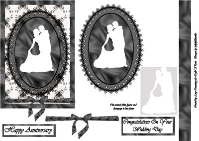 Black and White Wedding Couple Decoupage Design