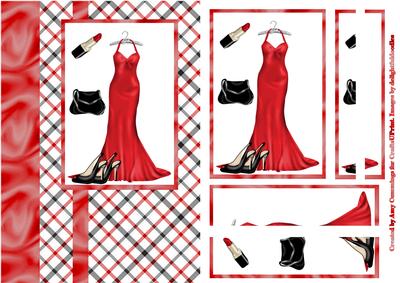 Red Dress Fashion Side Stacker Card