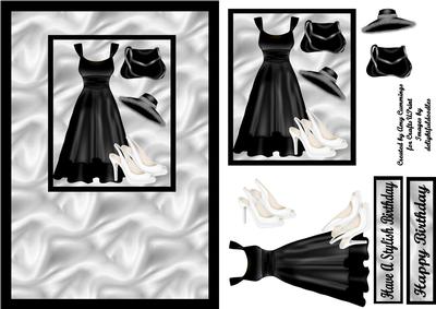 Black, White and Satin Ladies Fashion Decoupage Card
