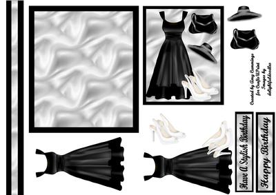 Black, White and Satin Ladies Fashion Decoupage Design