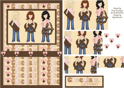 Three Chocolate Loving Ladies Pyramid Card Front