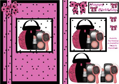 Girl's Make Up Bag Birthday Decoupage Card