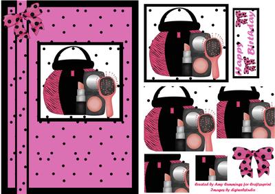 Girl's Make Up Bag Birthday Pyramid Card