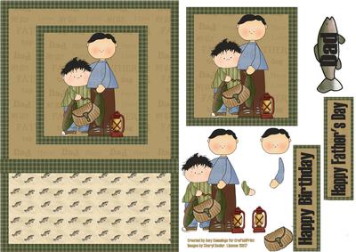 Father and Son Fishing Decoupage Card