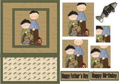 Father and Son Fishing Pyramid Card
