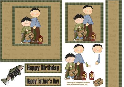 Father and Son Fishing Decoupage Design