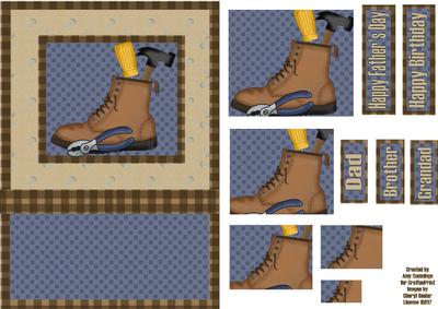 Work Boot and Tools Pyramid Card
