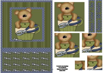 Teacup DIY Bear Pyramid Card Front