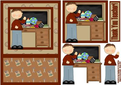 Thank You Teacher! Male Decoupage Card Front