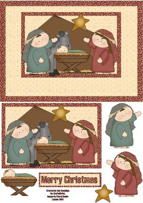 The Nativity Decoupage Card Front