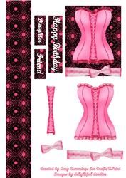 Pink Basque and Lace Decoupage Design