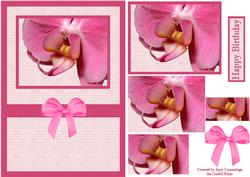 Pink Orchid Birthday Pyramid Card Front