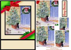 Traditional Christmas Tree and Cat Pyramid Design