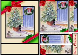 Traditional Christmas Tree and Cat Side Stacker