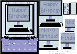 Happy Birthday Male Computer Pyramid Card Front