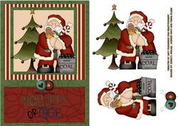 Naughty or Nice Christmas Santa Decoupage Card Front