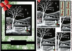 Beautiful Winter Garden Scene Christmas Pyramid Card Front
