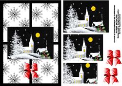 Black and White Christmas Church Over the Edge Card